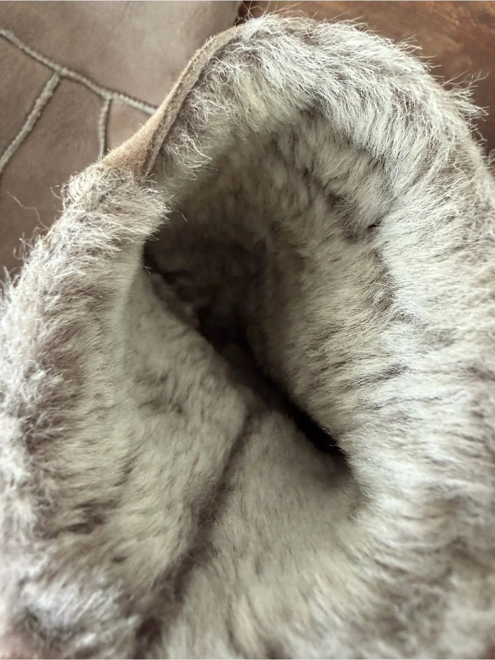 UGG Grey Suede Shearling-Trim Gloves